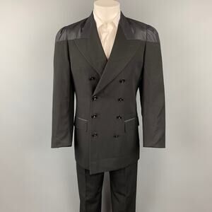 JEAN PAUL GAULTIER CLASSIQUE Size 38 Black Wool Peak Lapel Double Breasted Suit